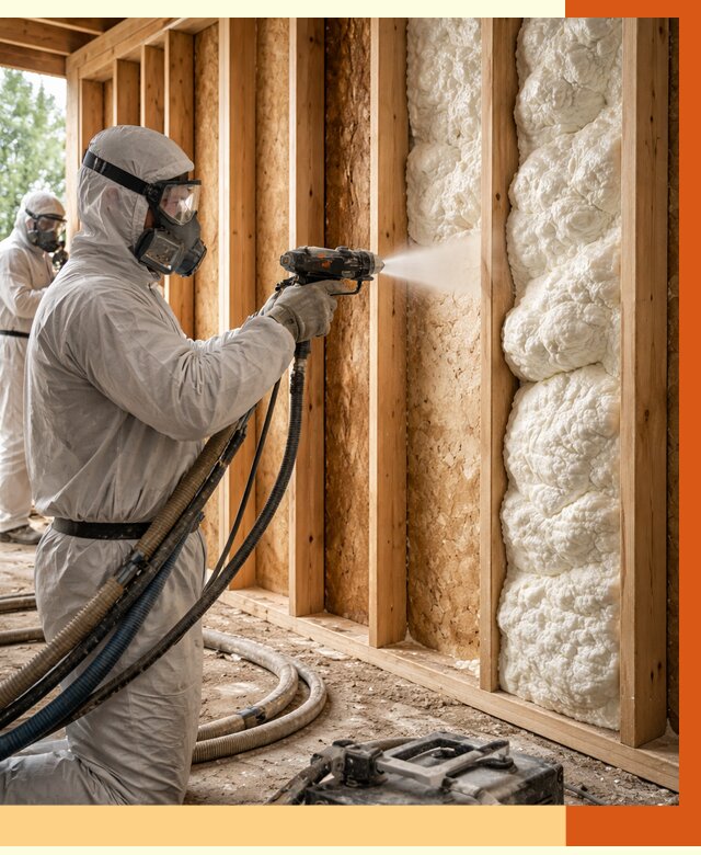 Утепление каркасного дома ППУ в Кондопоге от 2843 руб./м2 — работа под ключ | ТепломастерКнп