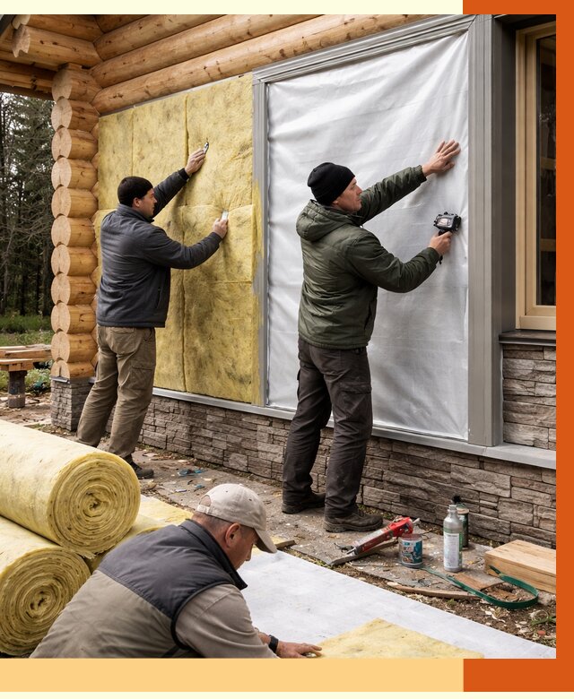 Утепление бревенчатого дома в Кондопоге от 7766 руб/м2 — заказать под ключ | ТепломастерКнп