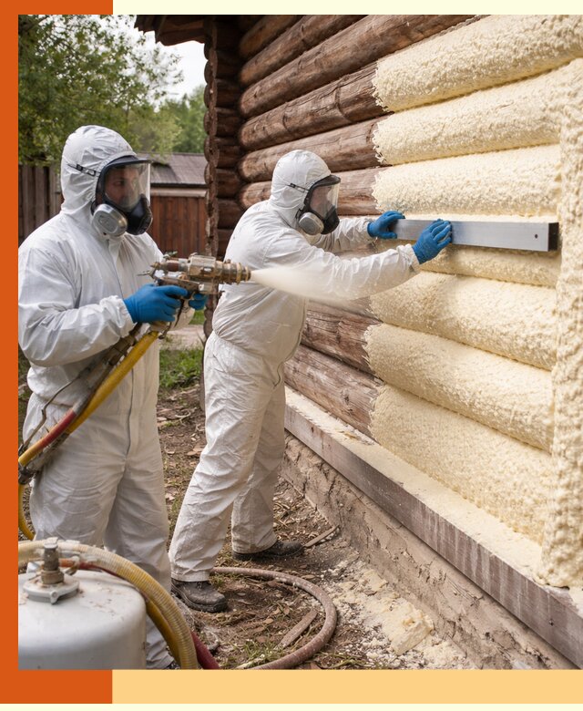 Утепление бревенчатого дома ППУ в Кондопоге эффективной изоляцией