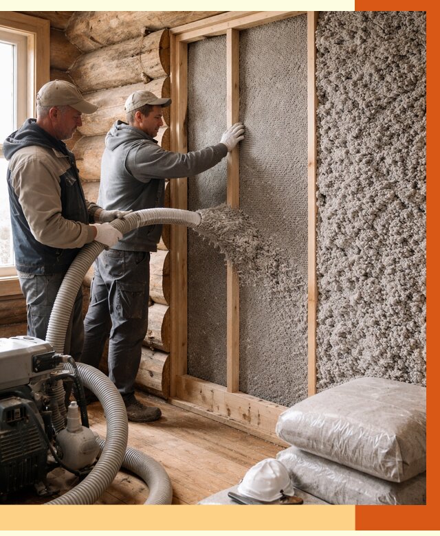 Утепление бревенчатого дома эковатой в Кондопоге от 2792 руб. | ТепломастерКнп