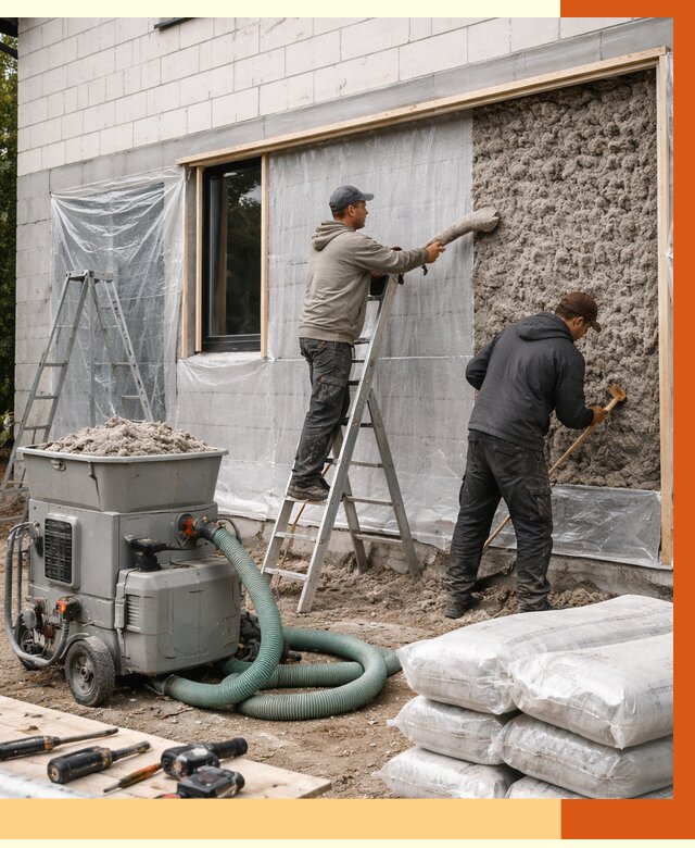 Утепление дома из газобетона эковатой в Кондопоге от 4568 руб./м2 | ТепломастерКнп