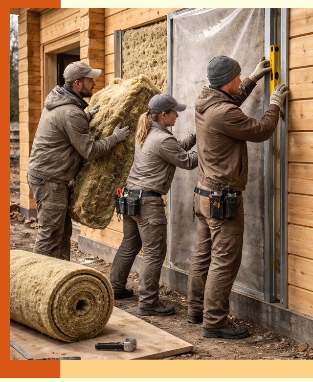 Утепление дома из двойного бруса в Кондопоге качественно и надёжно