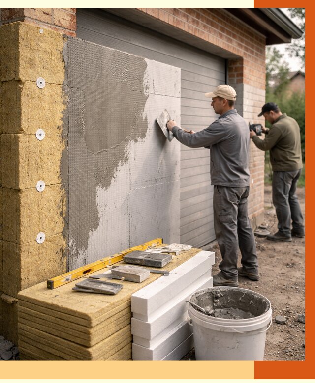 Утепление гаража снаружи в Кондопоге от 4264 руб. за м2 — наружное утепление под ключ | ТепломастерКнп