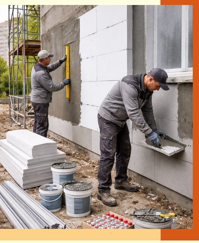 Утепление фасада и стен снаружи в Кондопоге от 4264 руб. | ТепломастерКнп