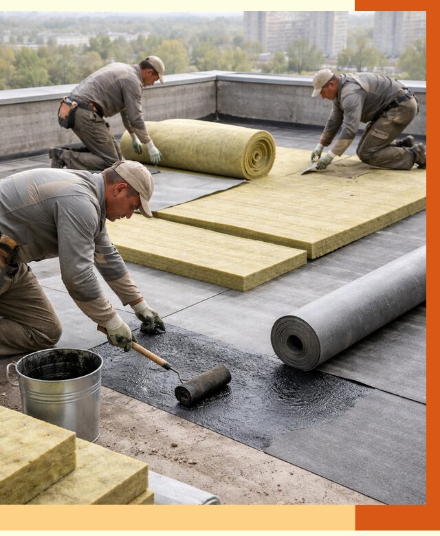 Утепление плоской крыши в Кондопоге от 7309 руб./м2 под ключ | ТепломастерКнп