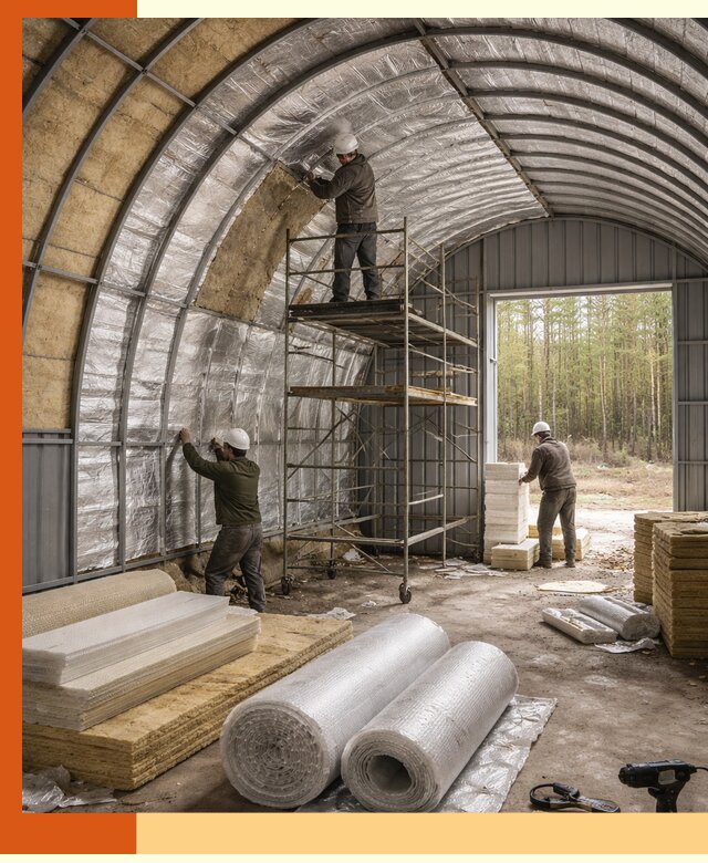 Утепление арочного ангара под ключ в Кондопоге