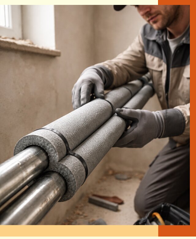 Утепление труб отопления в Кондопоге от 2893 руб. за м² — услуги под ключ | ТепломастерКнп