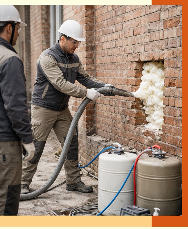 Заливка ППУ в пустоты кирпичной стены в Кондопоге от 2792 руб. | ТепломастерКнп