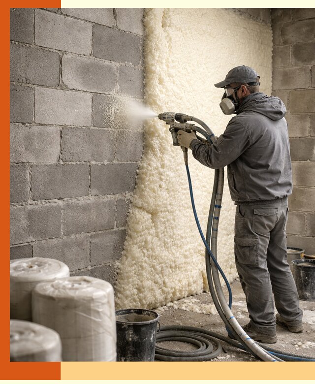 Утепление блочной стены ППУ в Кондопоге качественно и надёжно