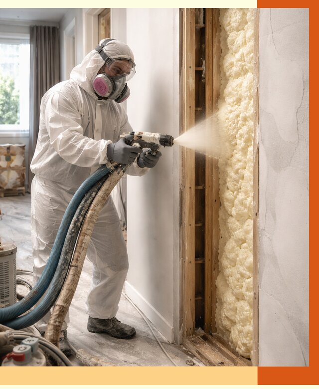 Межстеновое утепление ППУ в Кондопоге от 2792 руб/м2 — межстенное утепление под ключ | ТепломастерКнп