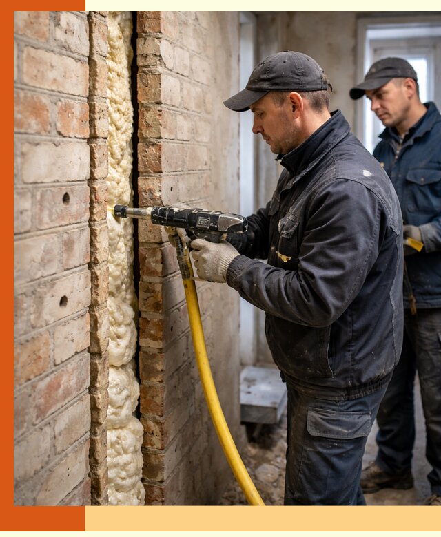 Межстеновое утепление пенополиуретаном в Кондопоге