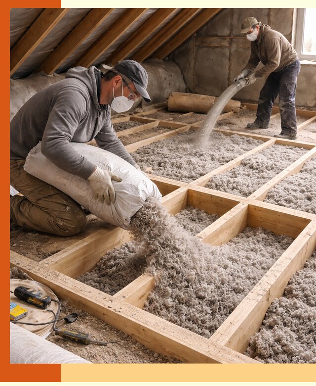 Заполнение полостей чердачного перекрытия в Кондопоге качественно и надёжно