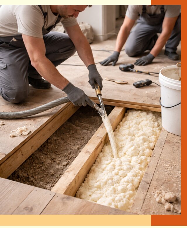 Заполнение пустот пола в Кондопоге от 2741 руб. — утепление пустот пола под ключ | ТепломастерКнп