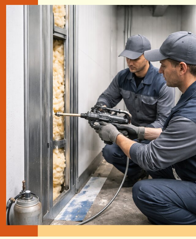 Заполнение пустот холодильных панелей в Кондопоге специализированной пеной