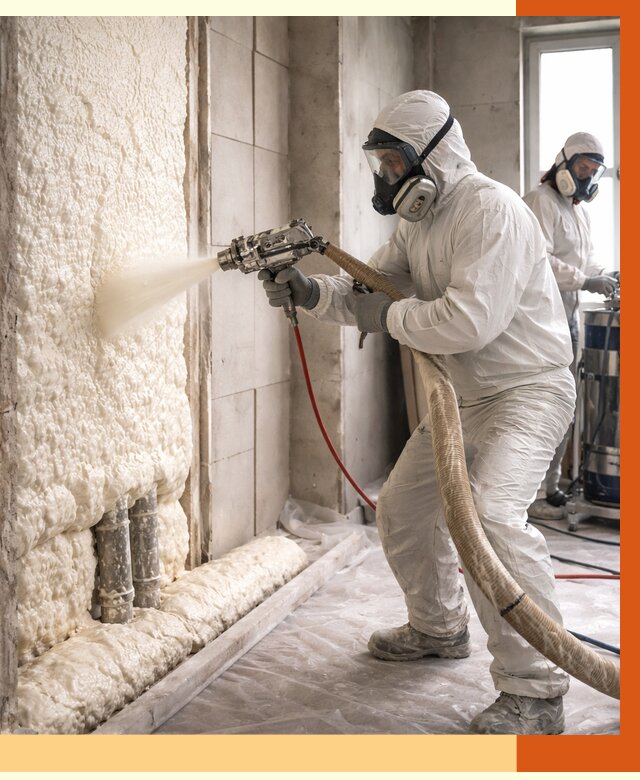 Напыление пенополиуретана в Кондопоге от 7614 руб./м2 — услуги и монтаж ППУ | ТепломастерКнп