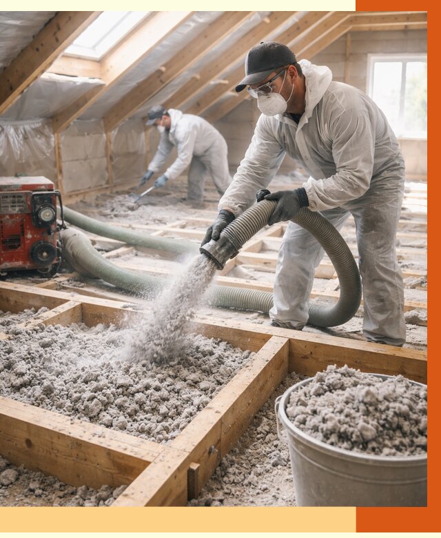 Утепление эковатой в Кондопоге от 2995 руб./м2 — монтаж и задувка | ТепломастерКнп