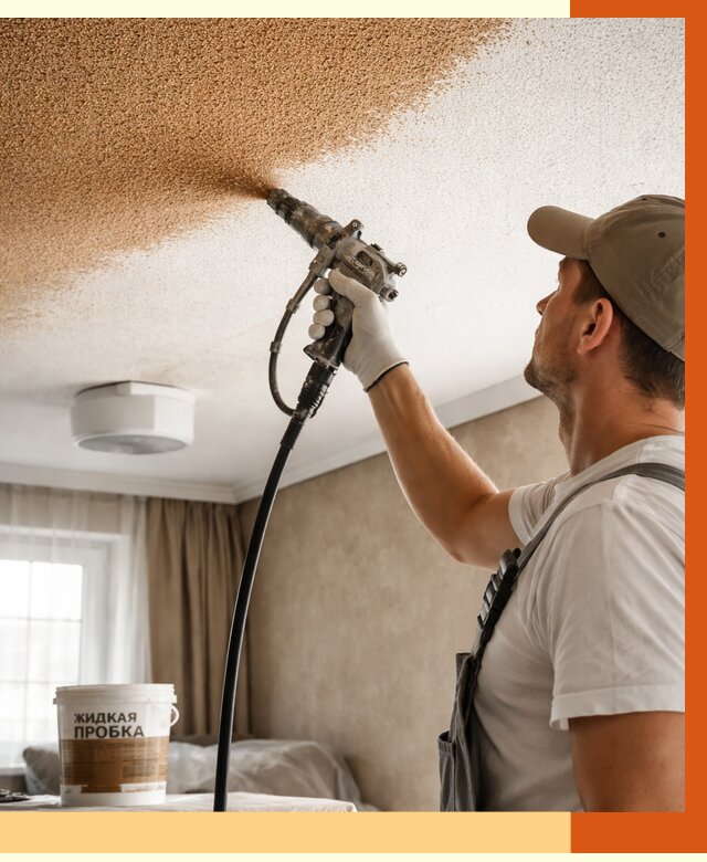 Утепление потолка жидкой пробкой в Кондопоге от 3553 руб. | ТепломастерКнп