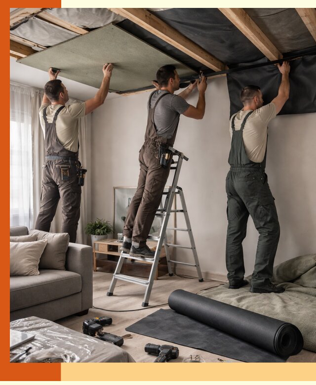 Шумоизоляция потолка в Кондопоге — профессиональное устранение шумов