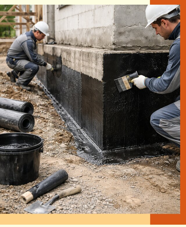 Гидроизоляция фундамента в Кондопоге от 1269 руб. — профессионально, под ключ | ТепломастерКнп