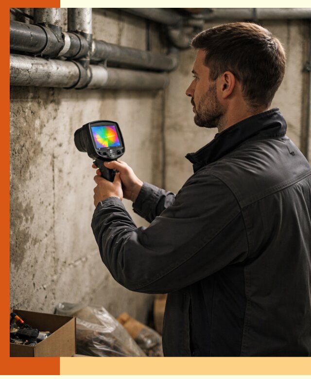 Тепловизионное обследование подвала в Кондопоге для поиска утечек тепла