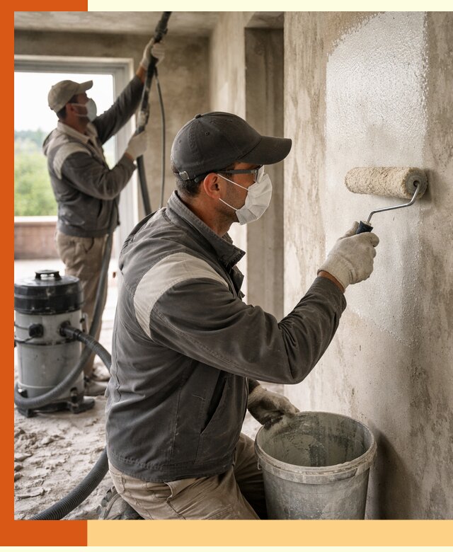 Подготовка поверхности под напыление утеплителя в Кондопоге